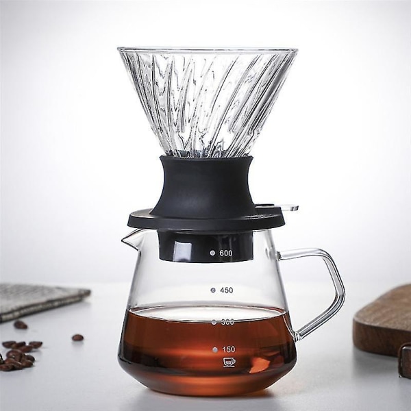 600ml Immersion Dripper Switch Glass V60 Häll över Kaffebryggare V Form Kaffe Dripper och filter