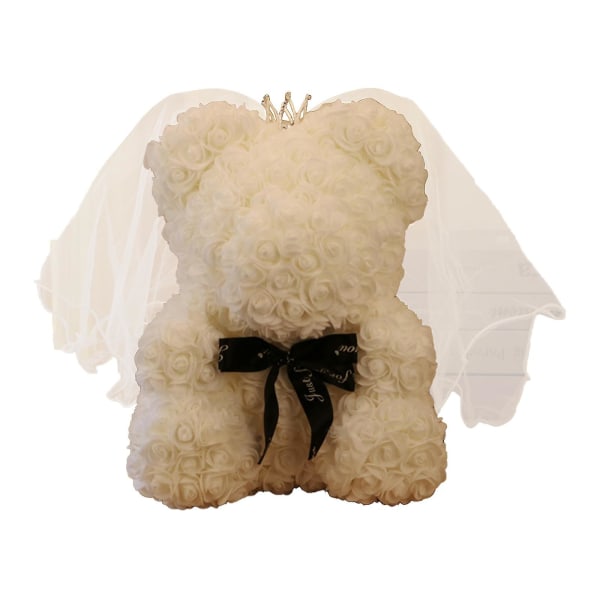 Rose Bear Kunstig Blomsterskum Evig Liv Til Valentinsdag Gaver Hjem Dekorasjon Med Gaveeske Teddybjørn Black White