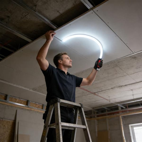 Portable Hands-Free LED Work Light with Integrated Hanging Hook, Adjustable Brightness, and Concentrated Beam for Illumination