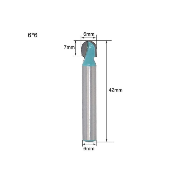 5 stk 6 mm skaft fræser kerneboks bits Cnc rund rille fræser træbearbejdningsværktøj 6 mm/8 mm/10 mm/12 mm/18 mm