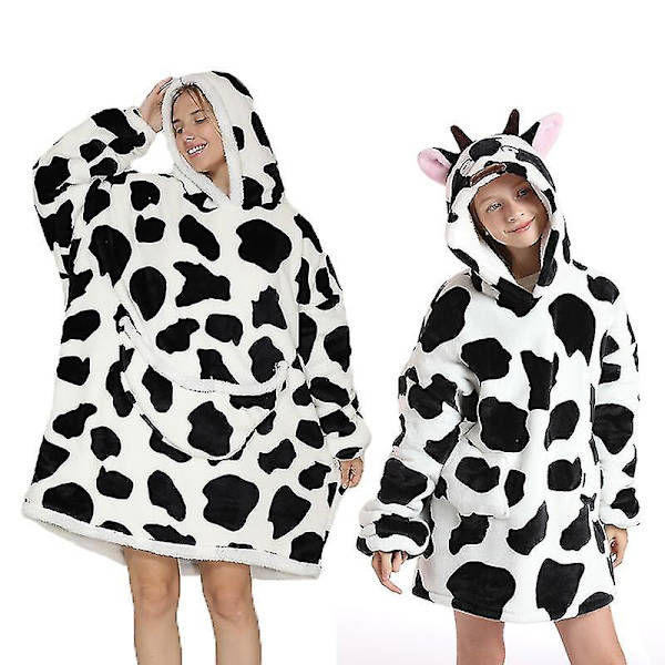 Vinter Sherpa Tæppe Plys Fleece Familie Matchende Hættetrøje Pige Sweatshirt Avocado Hjemmetøj cow KidSize