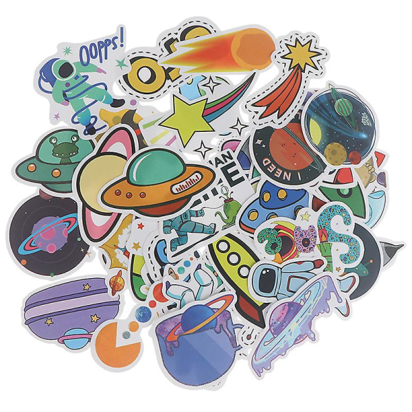 50 st Cartoon Space Planet Stickers Laptop Bagage Gitarr Skateboard Dekaler