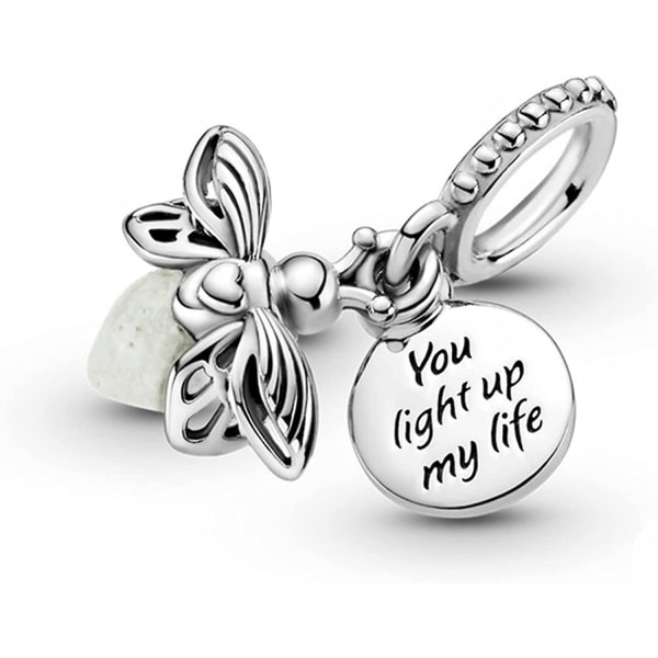 Luminous Firefly hänge 925 Sterling Silver Charms Beads