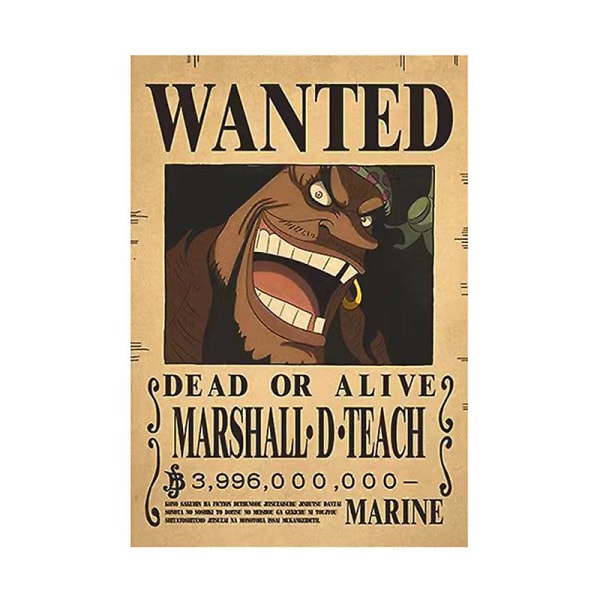 Plakat One Piece Wanted Wanted Plakat Luffy Paper Vintage plakat Soveværelse H