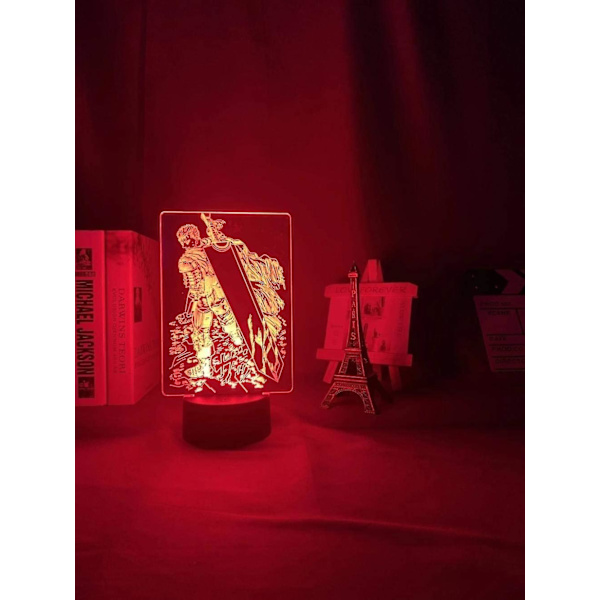 Veeki Berserk Guts Lys Anime Lampe 3d Led Nattlamper 16 Fargeskiftende Bordlampe For Hjemmeinnredning Dekorativ Julegave Manga Lys For Barn
