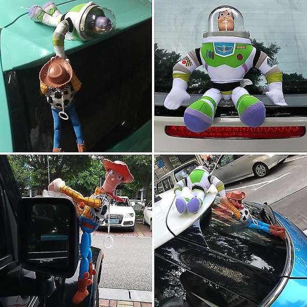 Auton kattokoriste nuken auton pyrstö Funny Doll -auton ulkokoristelahja isälle (buzz Rescue Woody (ei huppua))