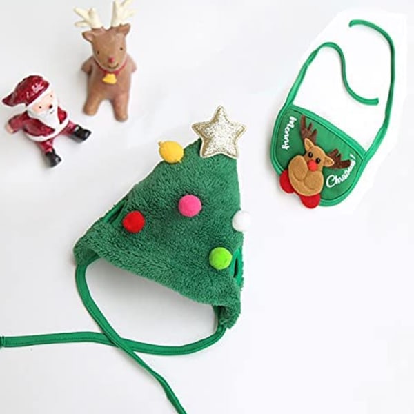 Holiday jul halsduk haklappar och hatt Pet Dress Up kostym Red & Red S