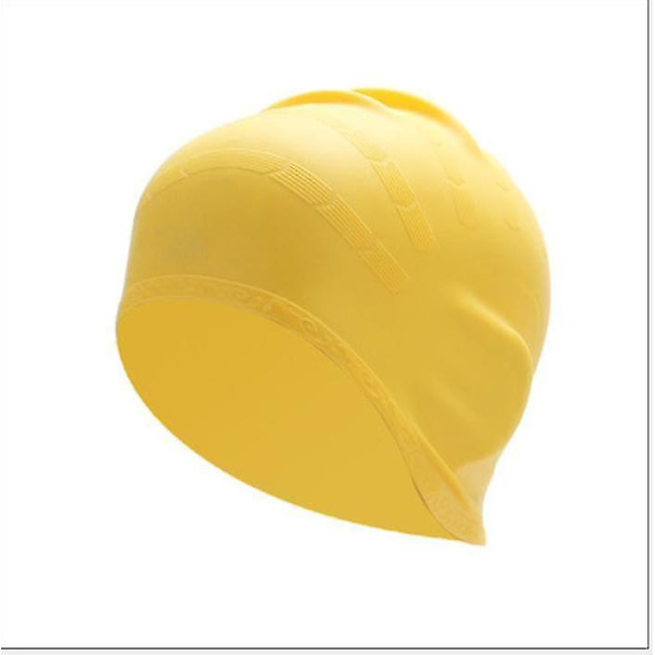Badehætte ører til langt hår, silikone badehætte til kvinder mænd Yellow
