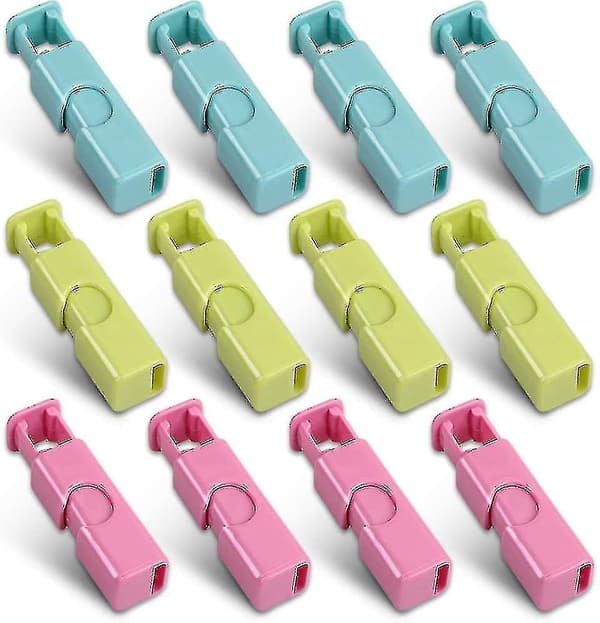 Brødpose-Klips, Nemt Greb og Lås, Assorteret (Blågrønrosa) 12 Pak