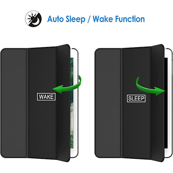 Heytea Fodral för iPad (9,7-tum, 2018/2017 Modell, 6:e/5:e Generationen), Smart Cover Auto Wake/Sleep, Svart