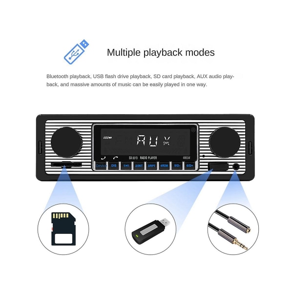 4-kanals 60w Bluetooth bilradio bil mp3-spelare plug-in U disk bilradio med kabelskydd Fu