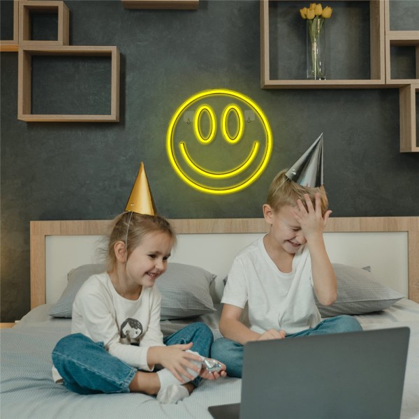 Smiley Face Neon-skilt til Dekor LED Natlys USB Kids Gift