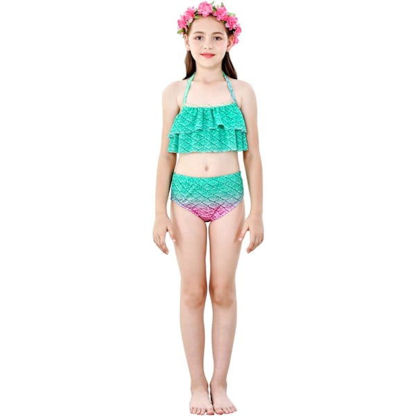 Havfruehale Børn Svømbar 3 stk. Piger Prinsesse Fiske Svømmedragt Bikini Badedragt & Blomster Hårbånd 110