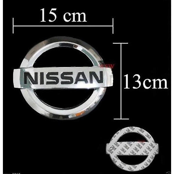 Nissan-emblem krom 15 cm x 13 cm bagklap