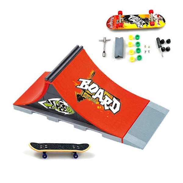 Fingerboard Rampe Sæt Kit Mini Finger Skateboards, Fingerboard Half Pipe Rampe til Fingerboards Træningsrekvisitter Interaktivt Freestyle Skate Spil A