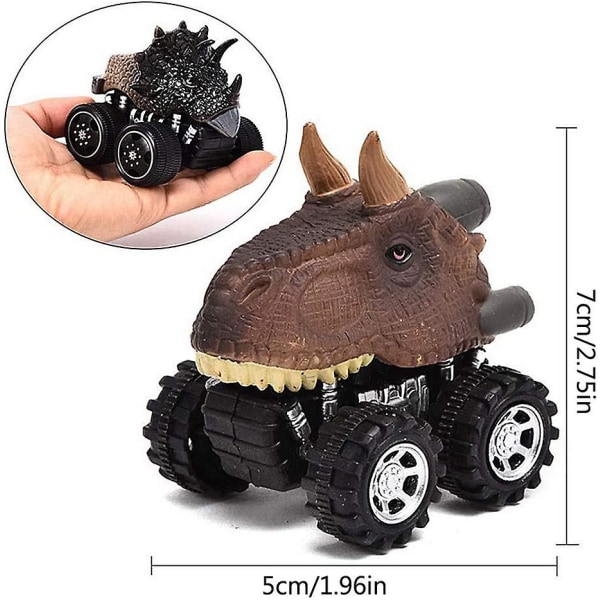 6 stk Acsergery Gift Pull Back Dinosaur Biler Dino Truck Toy Mini Dragon Animal