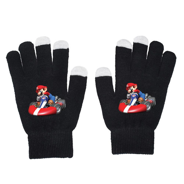 Unisex Super Mario Bros Full Finger Handskar Varma Vinter Stickade Handske Vantar Presenter C