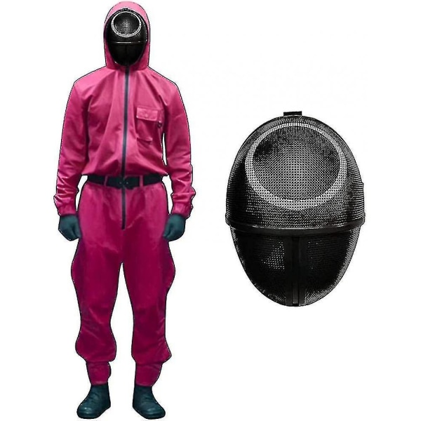 Unisex Squid Game Costume Jumpsuit + Squid Game Mask Halloween Outfit Gifts-2 circle M