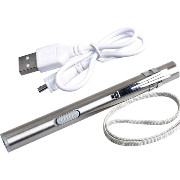 Kätevä DesignRuostumaton teräs USB Ladattava Mini Taskulamppu Kätevä LED Taskulamppu Kynävalo Klipsillä Mukava ja Ympäristöystävällinen