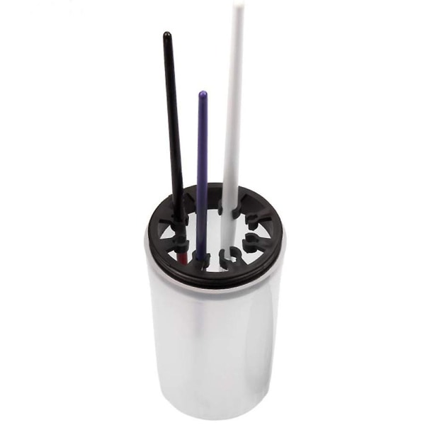 Nail Art Tip Børster Holder Remover Cup Uv Gel Pen Polish Remover Cleanser Cup Immersion Brush Cleaner Pot Flere størrelser Slots, sort låg