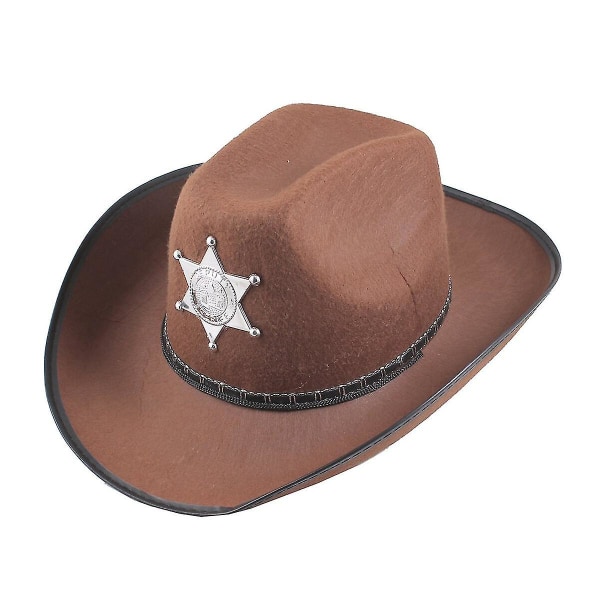 Cowboy Western Wild West Sheriff Hat Fancy Dress Halloween fest kostume (brun) As Shown