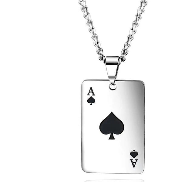 Held og lykke Es Spar Vedhæng Es Poker Kort Smykker Rustfrit Stål Cool Punk Es Hjerter Charm Halskæde