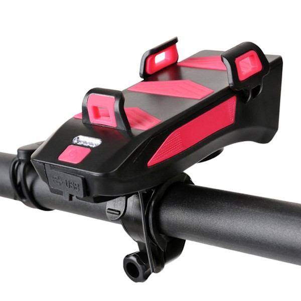 4 i 1 LED Cykellys 4000Mah Cykel USB Genopladelig Vandafvisende Forlygte med Telefonholder 5 Tilstande Højttaler A