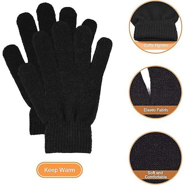 3 Par Vinter Magiska Handskar Vuxen Stickade Handskar Varma Stretchiga Stickade Handskar One Size Passar Män Kvinnor Tonåringar