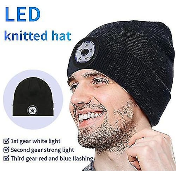 Beanie hat med lys 5 lysdioder