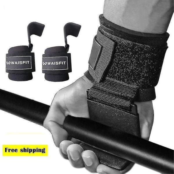 2 st viktlyftskrokar Hand-stång Handledsremmar Gym Fitness Krok Viktrem Pull-ups Power Liftin