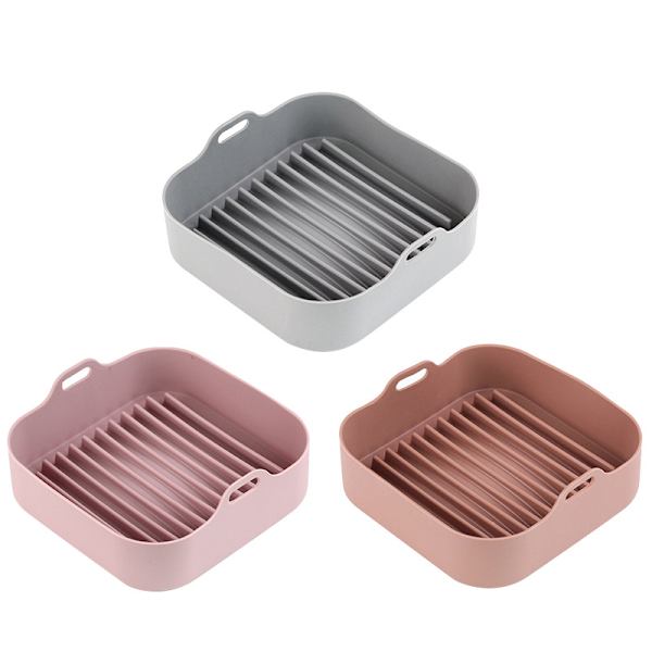 Fyrkantig Air Fryer Silikonform Non-Stick Bakplåt Silikon Gray 20.5cm