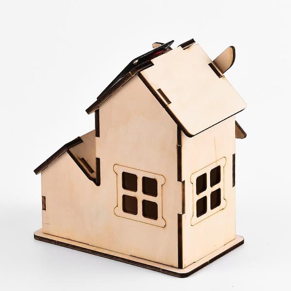 Miniatyrhus Solcellsdriven Leksak Barn Vetenskaplig Utbildning 3D Modell Trä