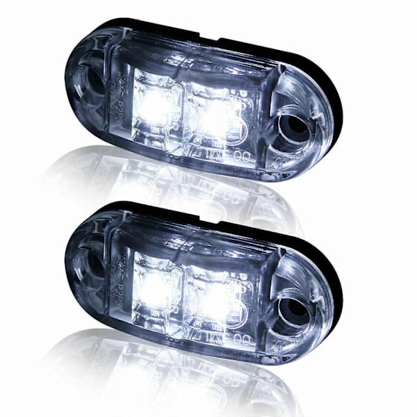 10x Valkoiset LED 2,5 tuuman 2 Diodi Valo Ovaali Sivuvalot Auto Kuorma-auto Perävaunu RV Sivu Merkkivalo