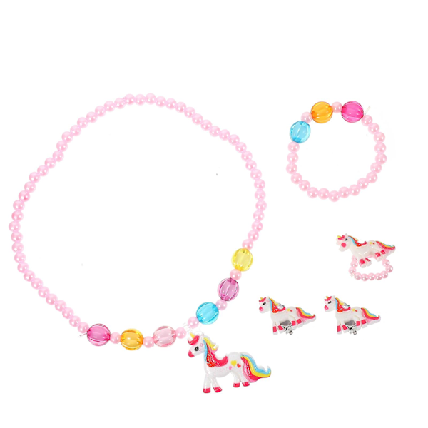 1 Set Flickej Unicorn Smycken Barn Halsband Flick Ring Barn Armband Flick Örhänge