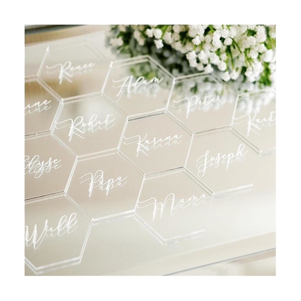 50 stk klar akryl bord bordkort med bunn Bryllup sitteplasser kort Gjestenavn Tag Invitasjon Par