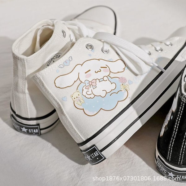 Kawaii Cinnamoroll Sanrioed Sko Tegneserie Søte Canvas Sko High Top Canvas Sko Jenter Bursdagsgave A 36