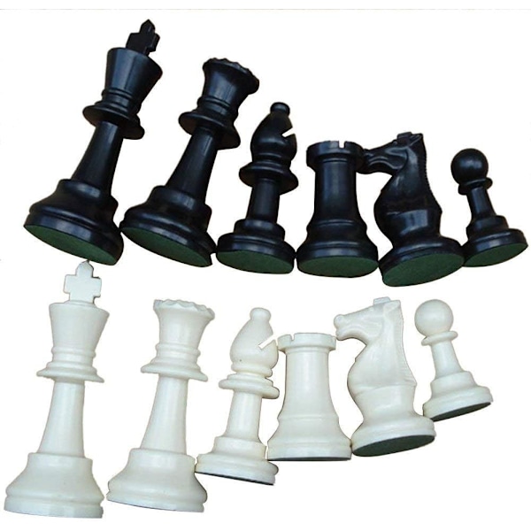Vikt-Turnering Schackspel Set Schackpjäser Endast, Internationella Schackpjäser Komplett Schackpjäser Set Vit Och Svart (Stor 77mm)
