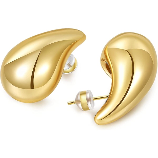 Ekstra store Bottega-øreringe Dupes Hypoallergene Chunkygoldhoop-øreringe Lette vanddråbe-dråbe-øreringe Trendy guld-vanddråbe-øreringe til kvinder Gold30mm