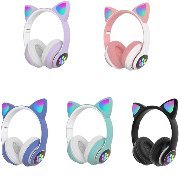 Kattører Elastisk Gaming Headset Bluetooth Sammenleggbart