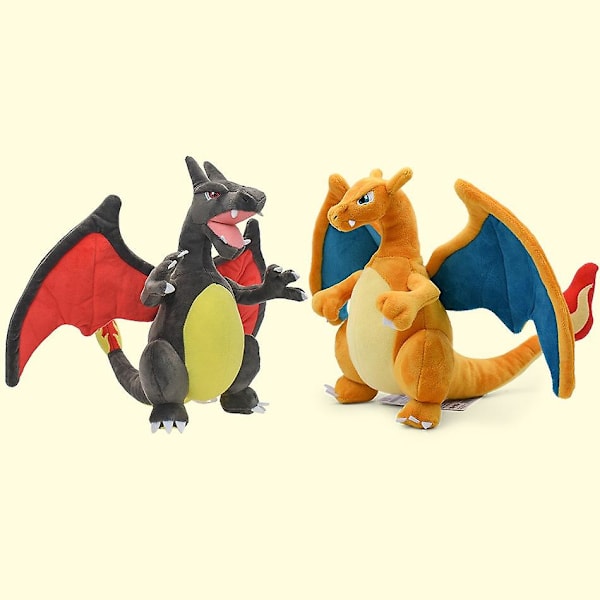 Elf Plysstofdyr med to horn, gul Charizard, forskellige farver, sort mørk million Charizard plysstofdyr black