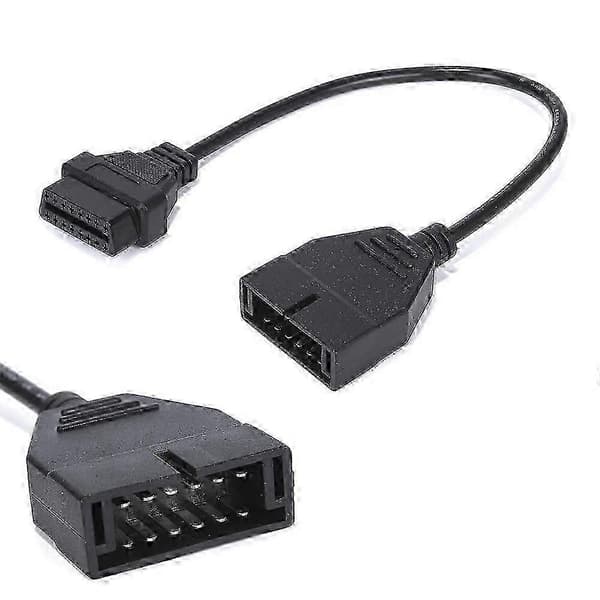 Bildiagnoseværktøj OBD2-stikadapter til 12-benet til OBD2 16-benet kabel Auto Scanner Adapter Black