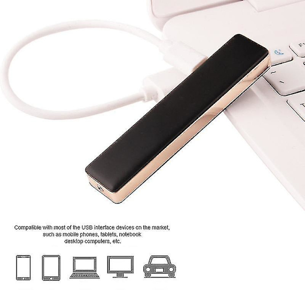 Elektrisk tändare USB Uppladdningsbar Flamlös Vindtät Smal Design Med USB -kabel Matte Silver