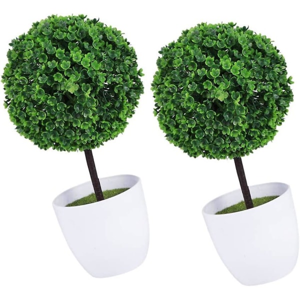 2 st konstgjord topiary boll falsk grön växt bollar simulerad krukväxt bonsai växt dekorativ växt för trädgård gård hem balkong