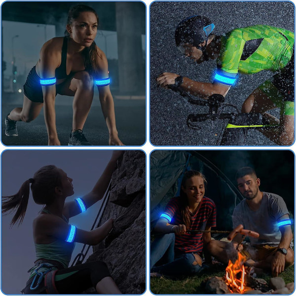 2 pakker Light Up Armbånd Led Slap Sikkerhetsarmbånd For Barn Nattvandring, Led Lysende Armbånd Magisk Stropp For Løping, Sykling, Jogging, Etc Blue