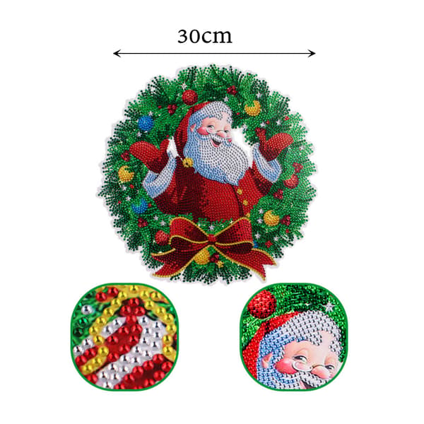 5D DIY Diamantmålning Julkrans Hängande Dekoration C