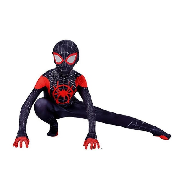 Kids Spiderman Cosplay Kostym Kit Miles Morales Rolig Jumpsuit 6-7 Years