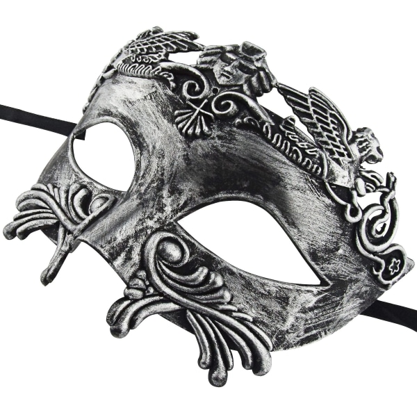Forntida grekisk spartansk krigare romersk maskeradmask män venetiansk mask bröllopsbollsmask Mardi Gras mask Silver