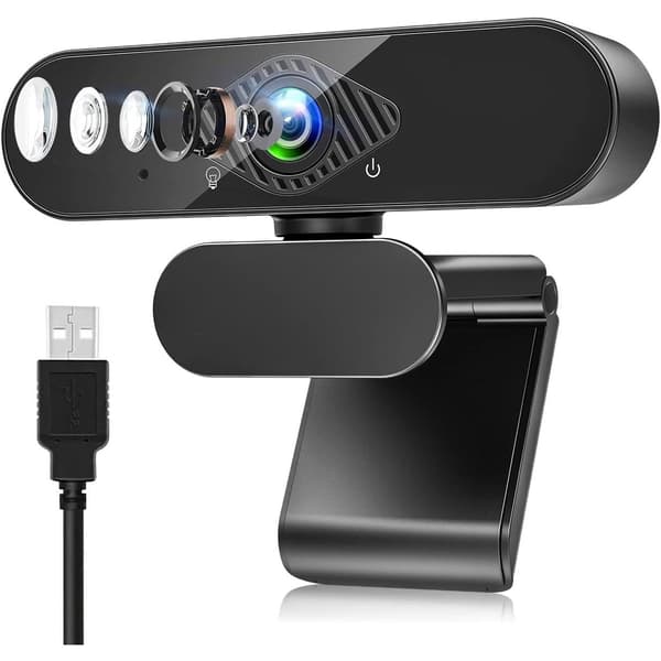 Dancial Webcam med mikrofon 1080P Full HD USB Webkamera til Mac Windows Laptop Videoopkald Konference Spil Plug And Play