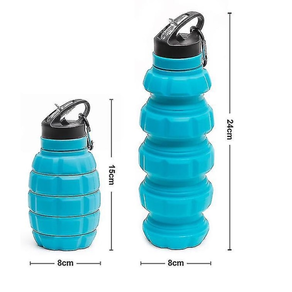 Sammenklappelig rejsevandflaske Genanvendelig Bpa-fri silikone Foldbare vandflasker til fitnesscenter Camping Vandring Bærbar lækagesikker vandskåret blå