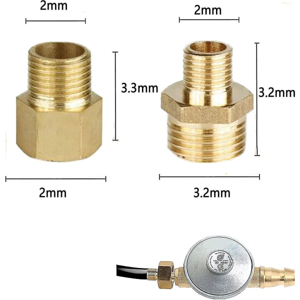 Gassadapter Kobber Gassslangeadapter Gassflaske Tilkoblingsadapter Gassadapter 1/2 Til 1/4, 3/4 Tilkoblingsfitting For Gasskomfyrer, Campingkomfyrer, Komfyr